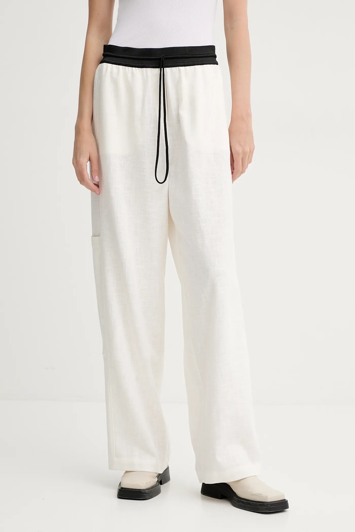MMC STUDIO pantaloni drept bej LINEN.MMC