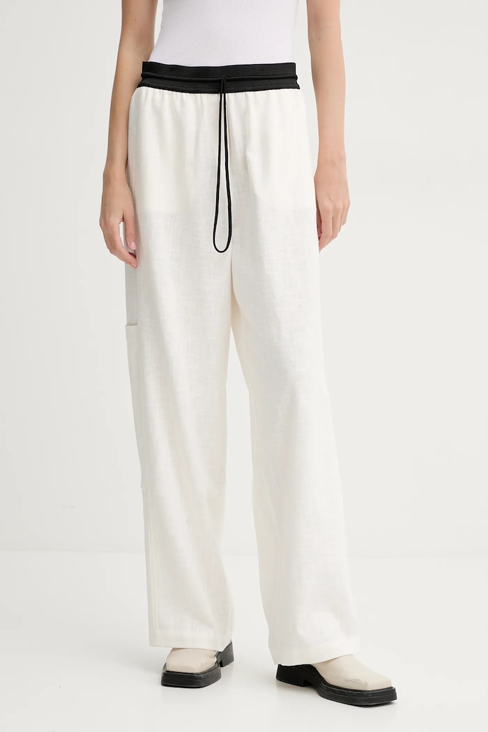MMC STUDIO pantaloni drept bej LINEN.MMC
