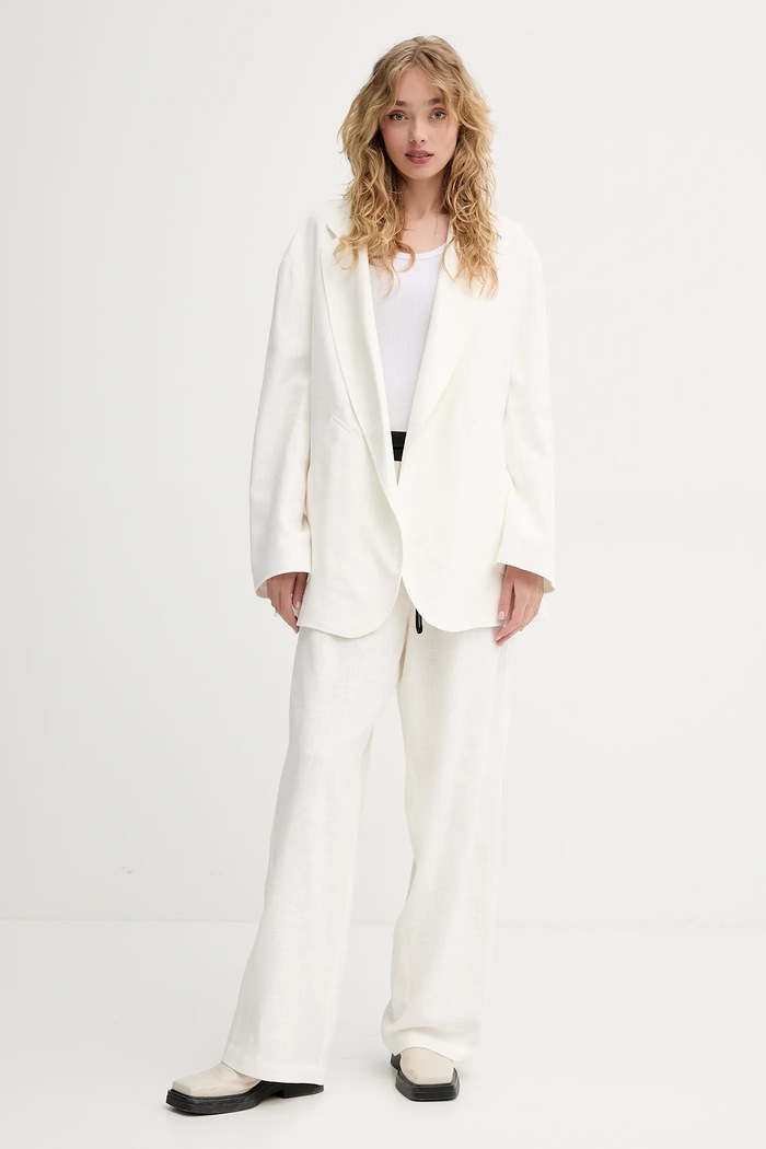 MMC STUDIO pantaloni LINEN.MMC bej SS25