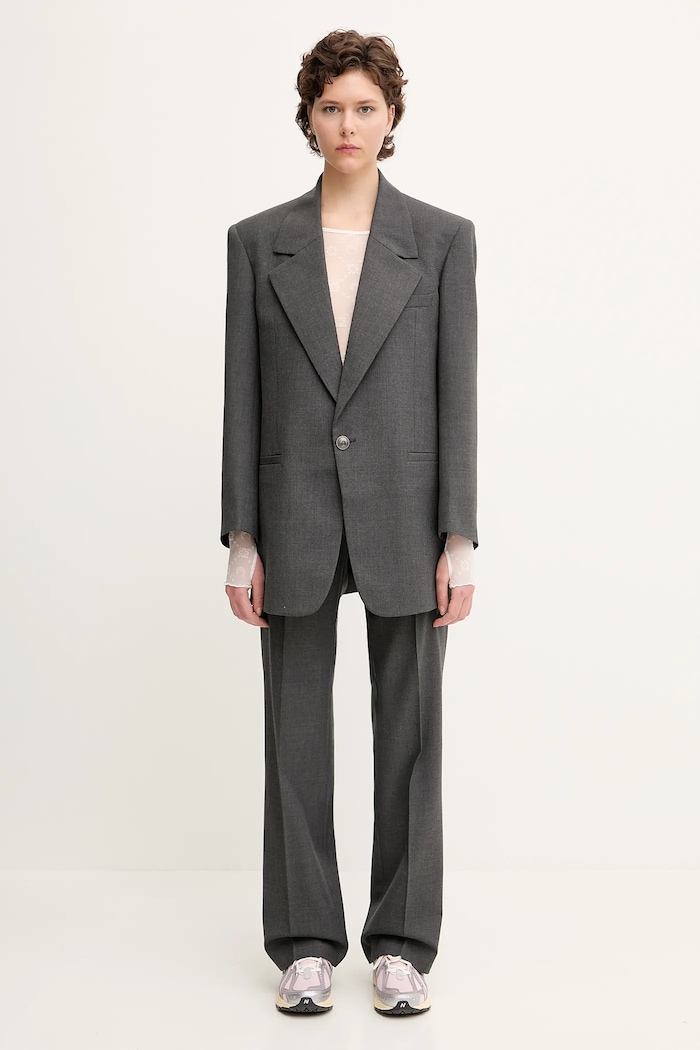 Marine Serre wool blend trousers Regenerated Tailoring Wide Leg WPA154A.DWOV0057 gray
