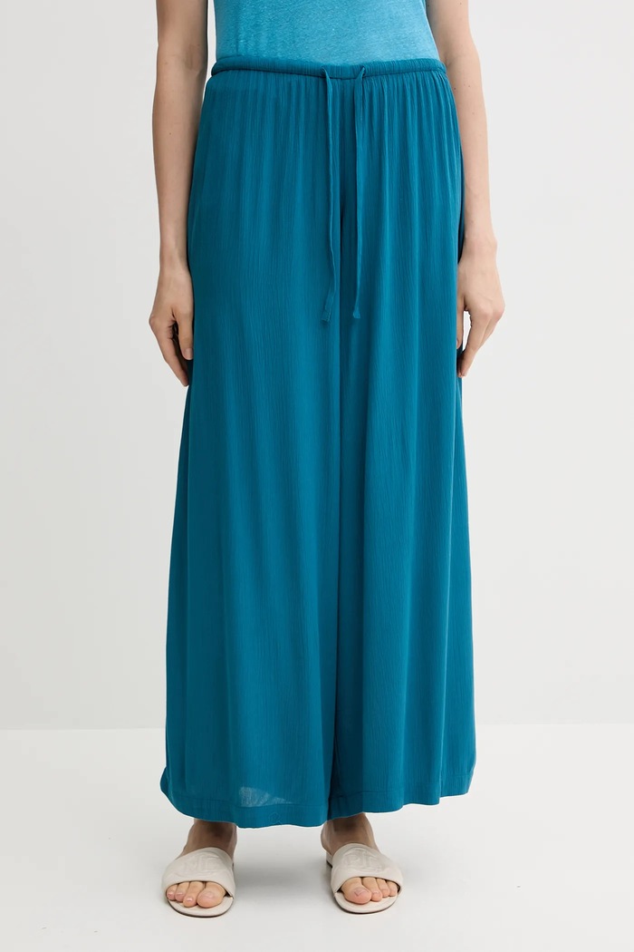 United Colors of Benetton spodnie wide leg damskie z wiskozy tkanina turkusowy 4VW95F00C