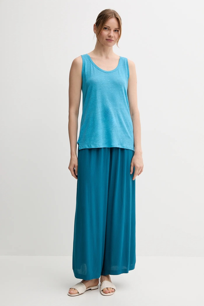 United Colors of Benetton spodnie wide leg damskie z wiskozy 4VW95F00C turkusowy SS26