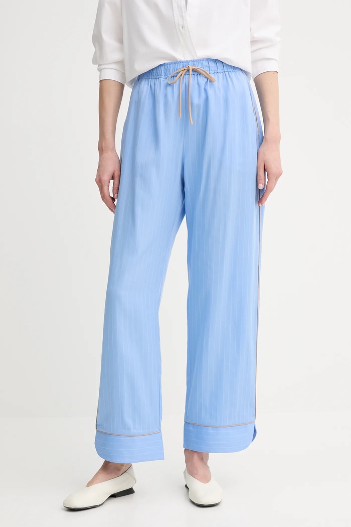 MUNTHE pantaloni din amestec de in UKAVA drept albastru 255140525523