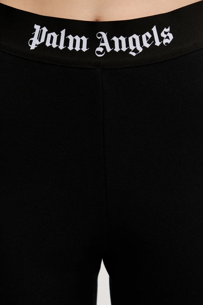 Βαμβακερό παντελόνι Palm Angels Classic Logo Tape μαύρο PWCH017C99FLE0011010