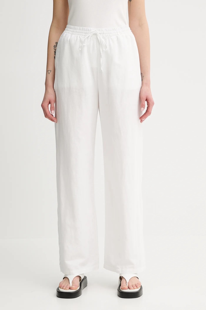 Marc O'Polo pantaloni in lino alta bianco 5000006724