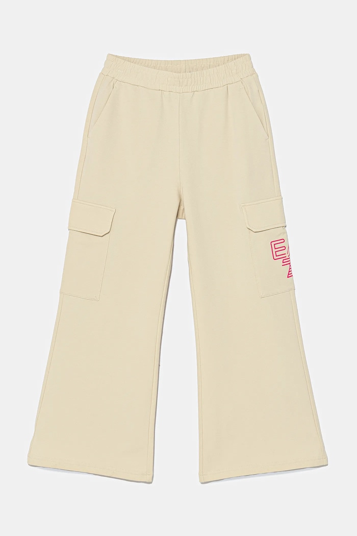 EA7 Emporio Armani spodnie dresowe dziecięce z elastanem beżowy 7G000051.AF13135