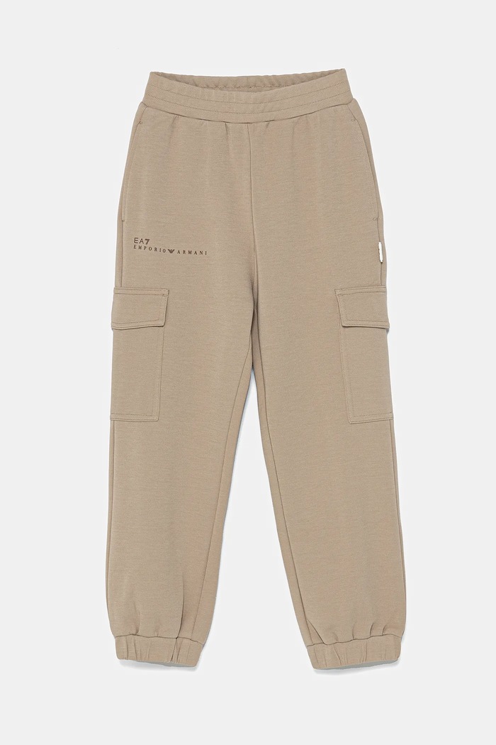 EA7 Emporio Armani spodnie dresowe dziecięce nadruk beżowy 7G000040.AF12501