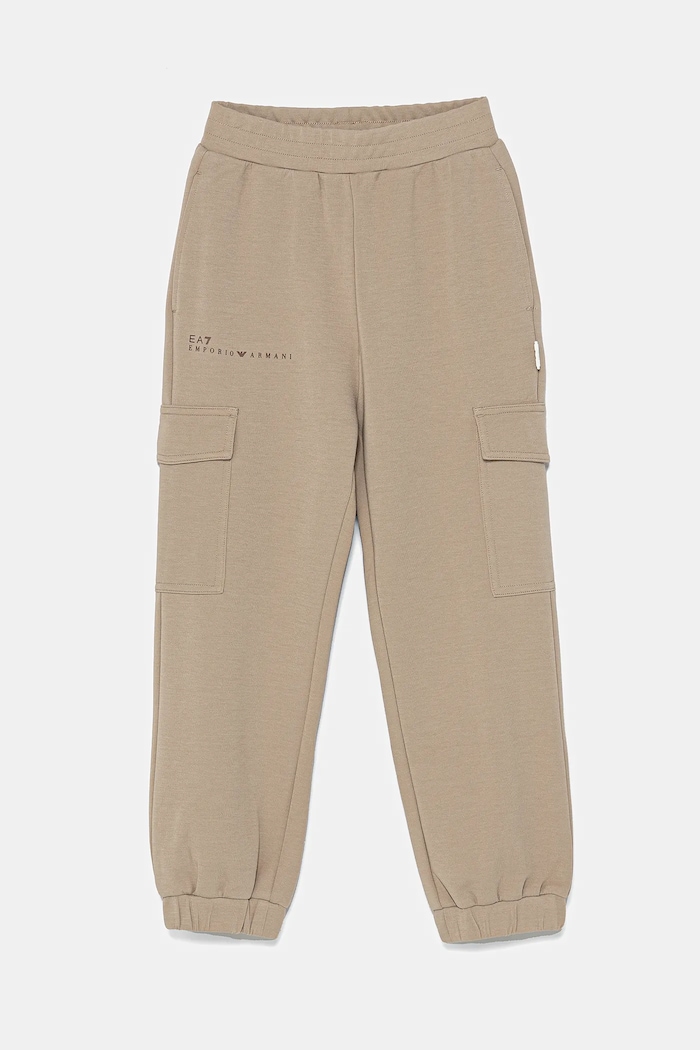 EA7 Emporio Armani spodnie dresowe dziecięce nadruk beżowy 7G000040.AF12501