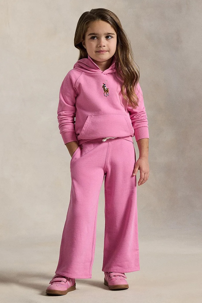Dječji donji dio trenirke Polo Ralph Lauren pletivo roza 312957843002