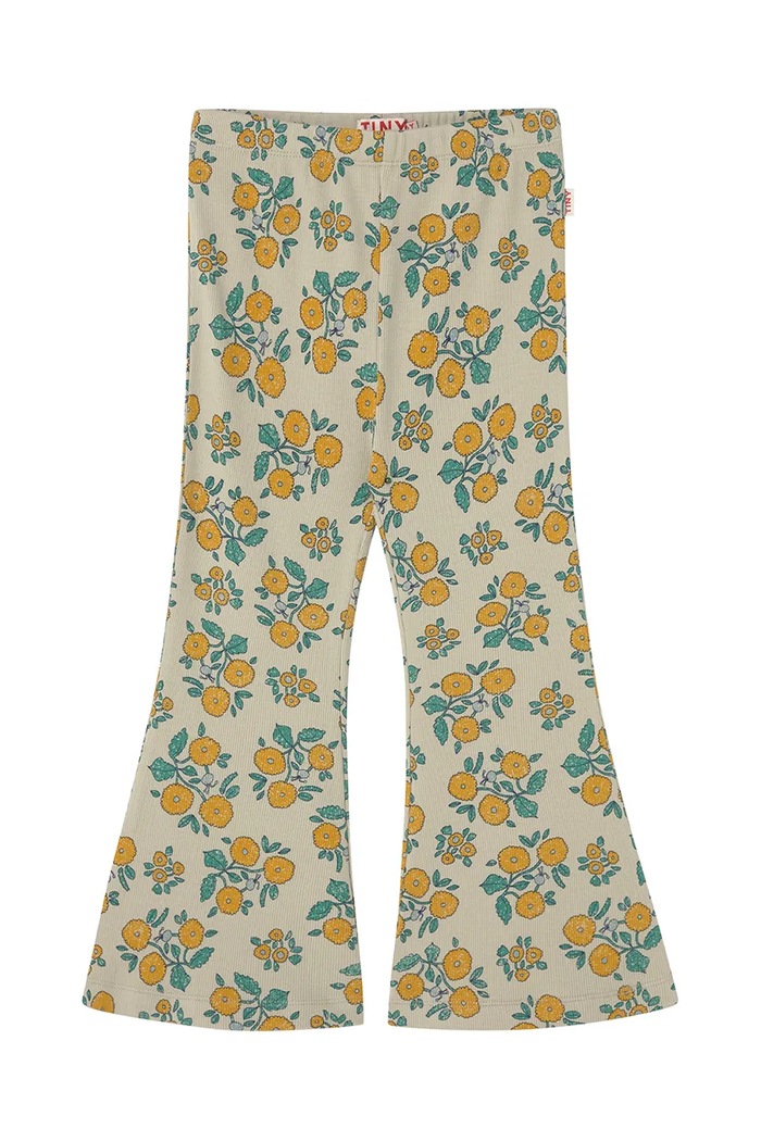 Tinycottons pantaloni copii FLOWERS RIB PANT SS25.043 bej SS25