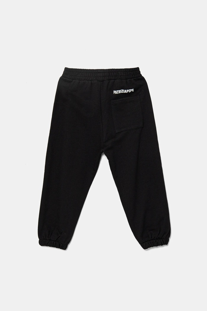 Detské bavlnené tepláky Patrizia Pepe K103 7P0326 čierna AW25
