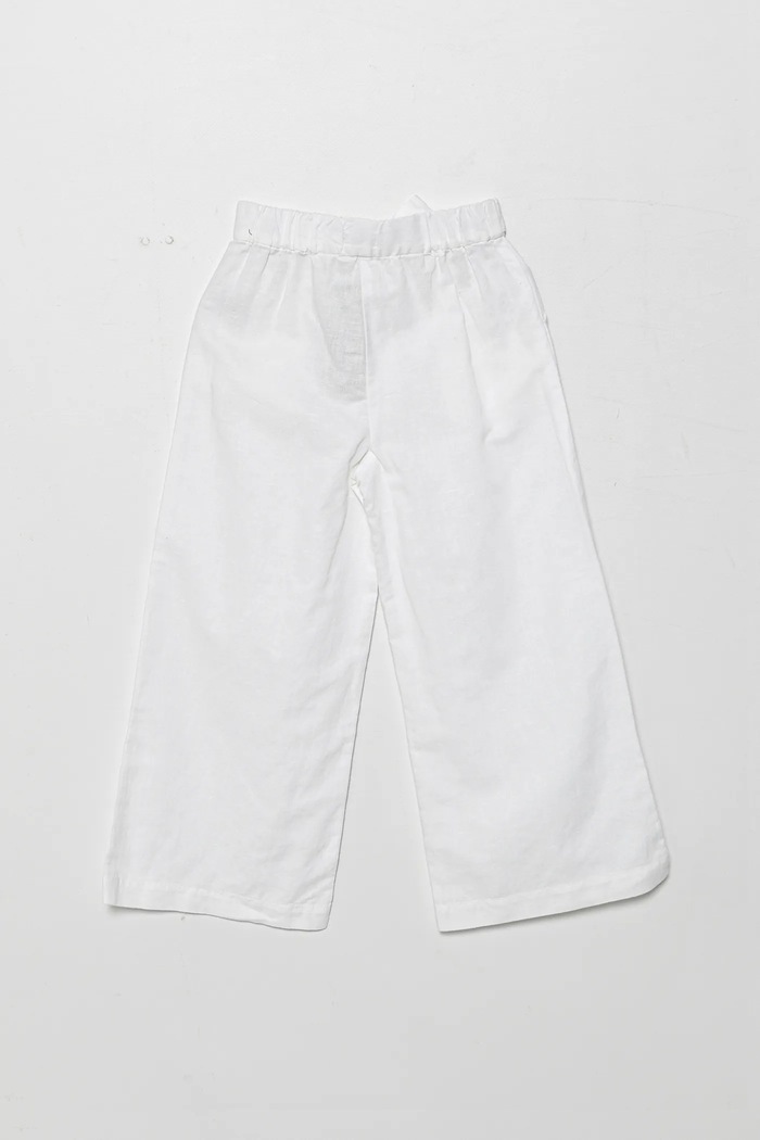 Παιδικό λινό παντελόνι United Colors of Benetton 43WBCF01W.G.Seasonal λευκό SS25