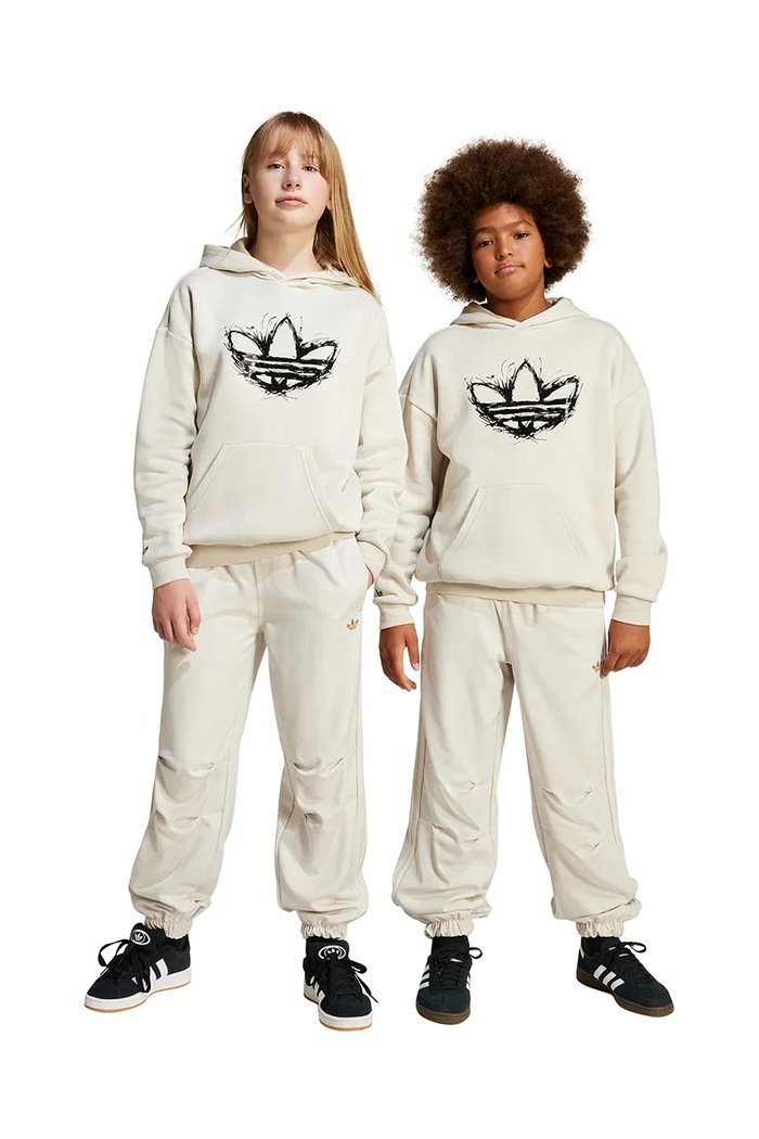 Dětské tepláky adidas Originals pletenina béžová JC9073