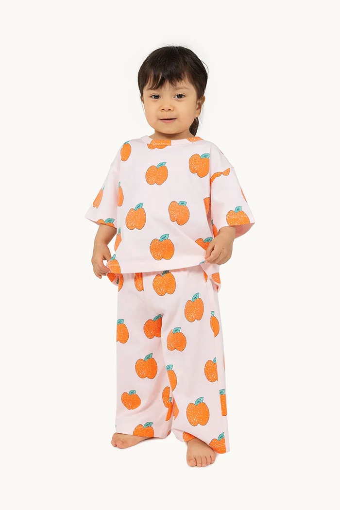 Pamučne hlače za bebe Tinycottons APPLES BABY PANT pletivo zlatna SS25.039