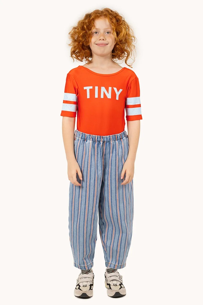 Tinycottons Pantaloni de bumbac pentru copii STRIPES MULTICOLOR PANT albastru SS25.238