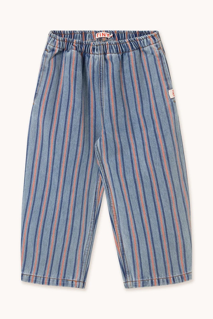 Tinycottons Pantaloni de bumbac pentru copii STRIPES MULTICOLOR PANT SS25.238 albastru SS25