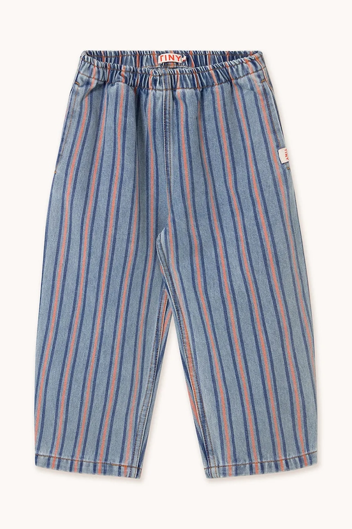 Tinycottons Pantaloni de bumbac pentru copii STRIPES MULTICOLOR PANT SS25.238 albastru SS25