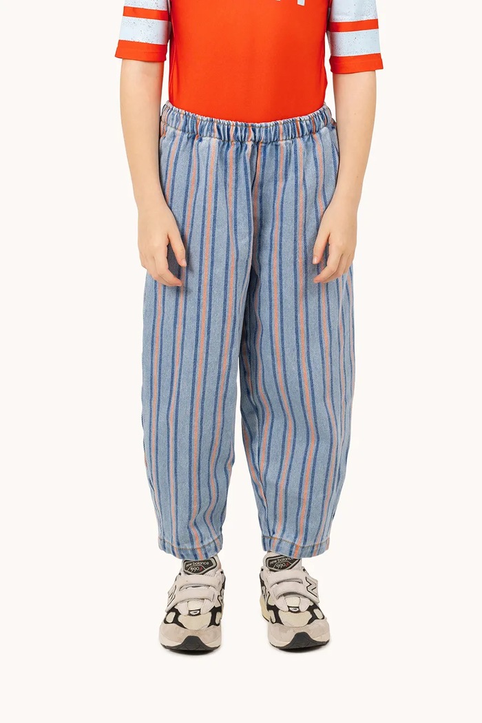 Pantaloni de bumbac pentru copii STRIPES MULTICOLOR PANT Tinycottons SS25.238 albastru