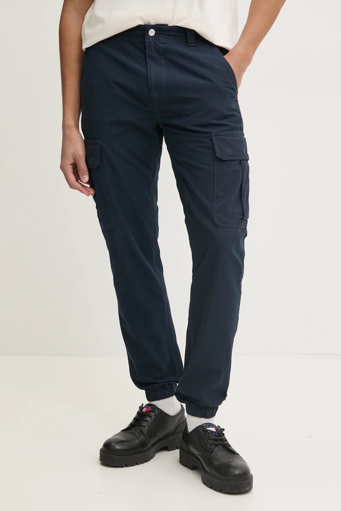 Tommy Jeans pamut nadrág szövet sötétkék DM0DM20284