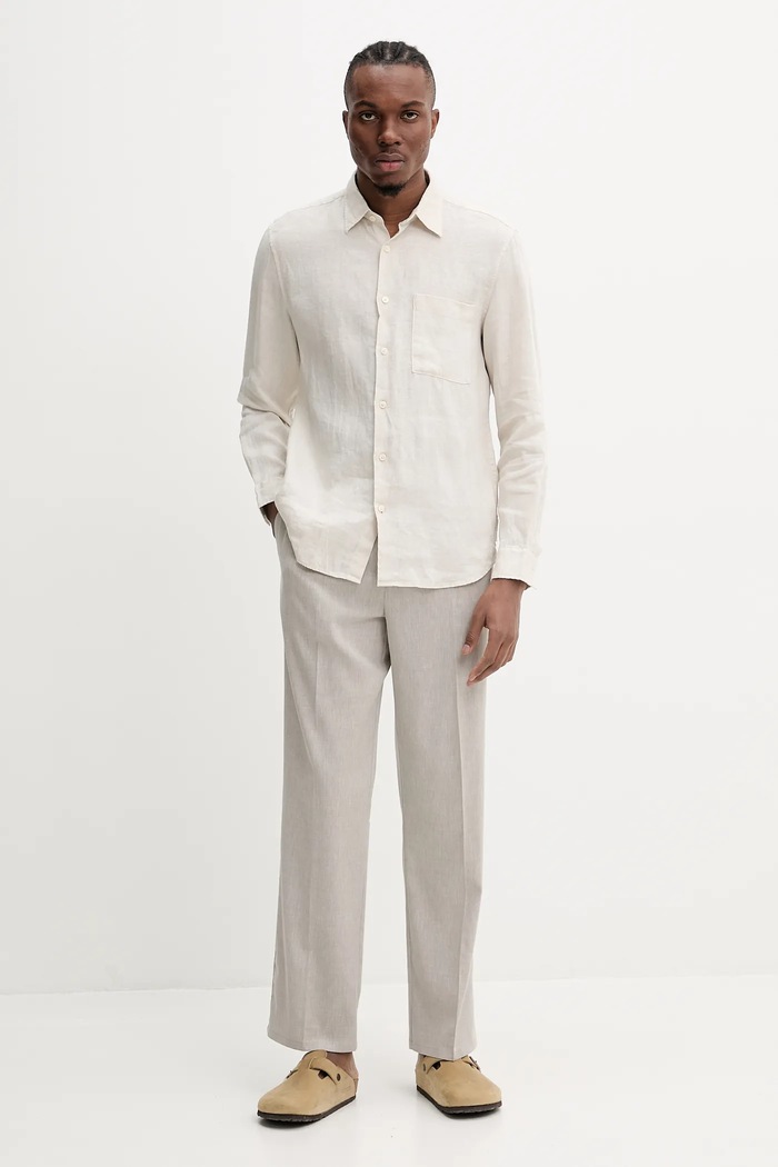 Le Deux pantaloni din amestec de in LDM510159 bej SS25