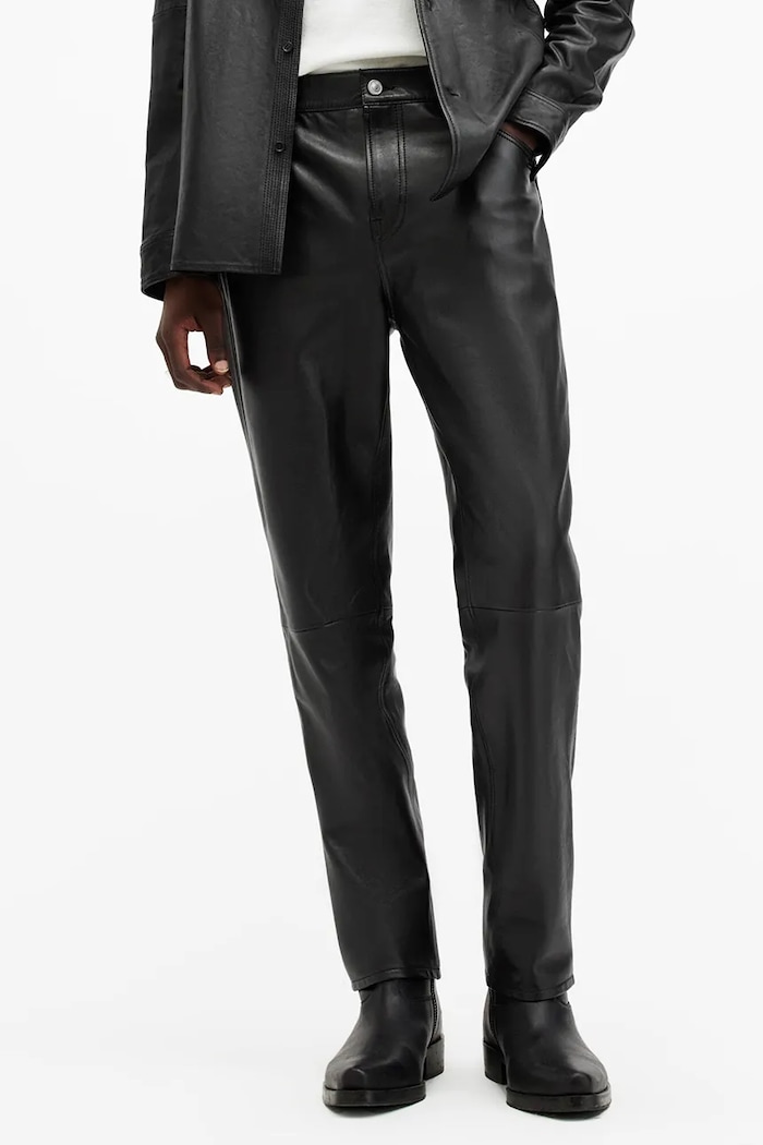 AllSaints spodnie skórzane LYNCH M033TB czarny SS25