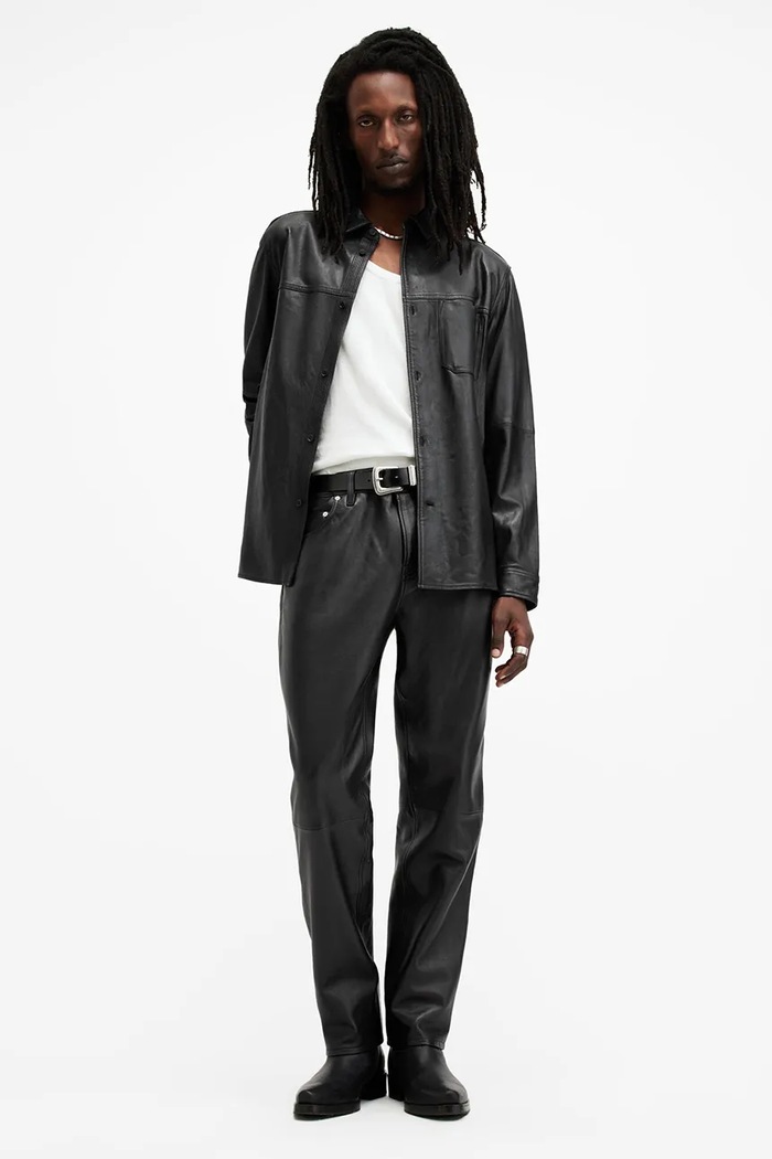 AllSaints spodnie skórzane LYNCH M033TB czarny