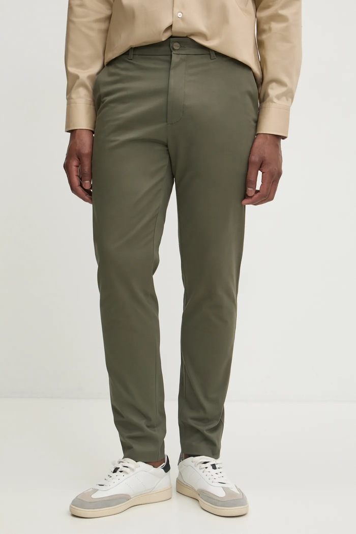 Hlače Calvin Klein Z elastanom zelena K10K113423