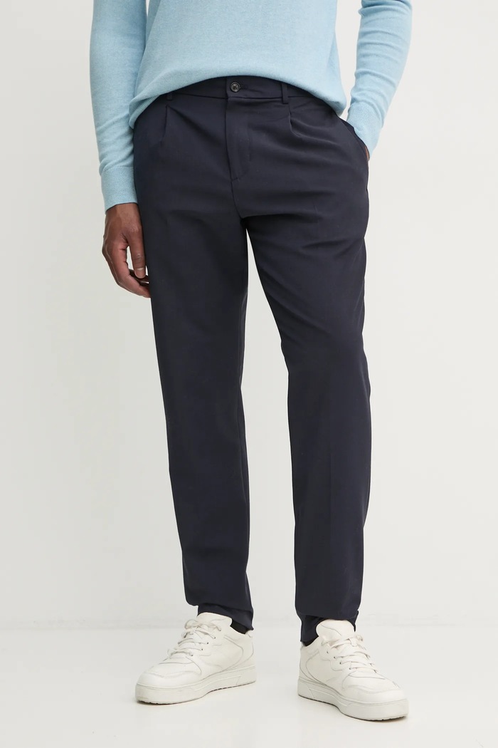 Vlnené nohavice Tommy Hilfiger s elastanom tmavomodrá MW0MW36732