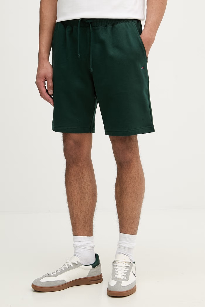 Tommy Hilfiger teplákové šortky pánske bavlnené zelená MW0MW37240