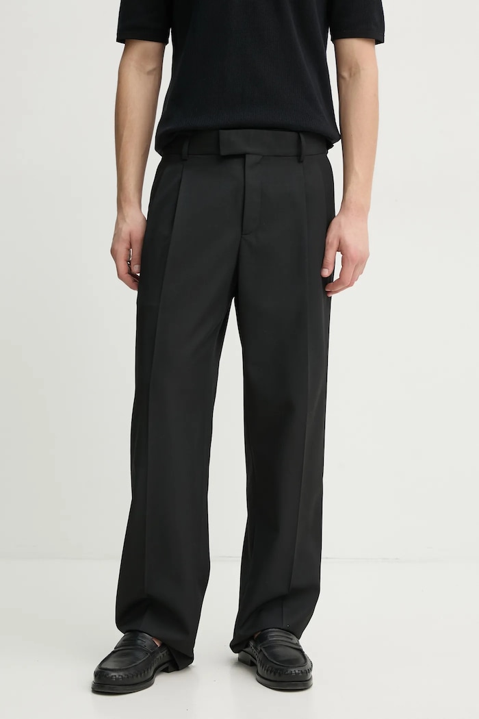 Kalhoty s příměsí vlny Drôle de Monsieur Le Pantalon Golfeur látka černá PERM.BP165.PL127.BL