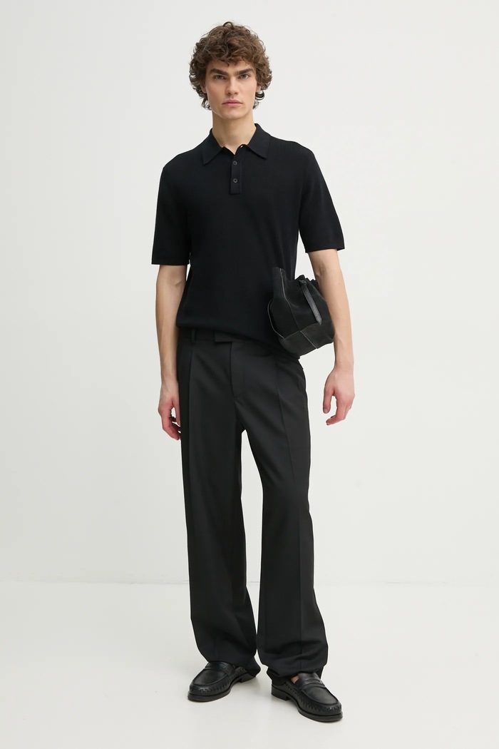 Kalhoty s příměsí vlny Drôle de Monsieur Le Pantalon Golfeur PERM.BP165.PL127.BL černá AA00