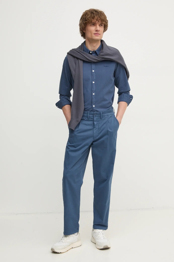 Hlače Pepe Jeans RELAXED COMFORT PLEATED CHINO PM211803 plava SS25