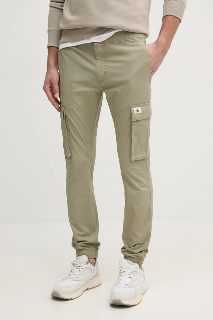 Nohavice Calvin Klein Jeans látka zelená J30J327614