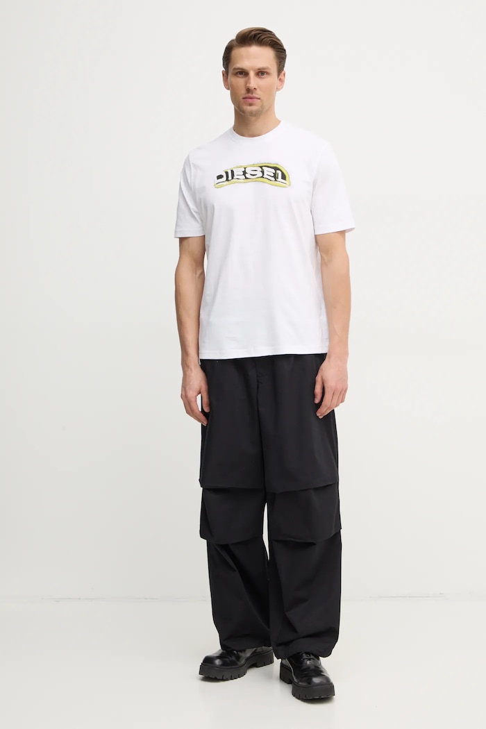 Bavlnené nohavice Diesel P-GUSTAF TROUSERS A16074.0IQAV čierna SS25