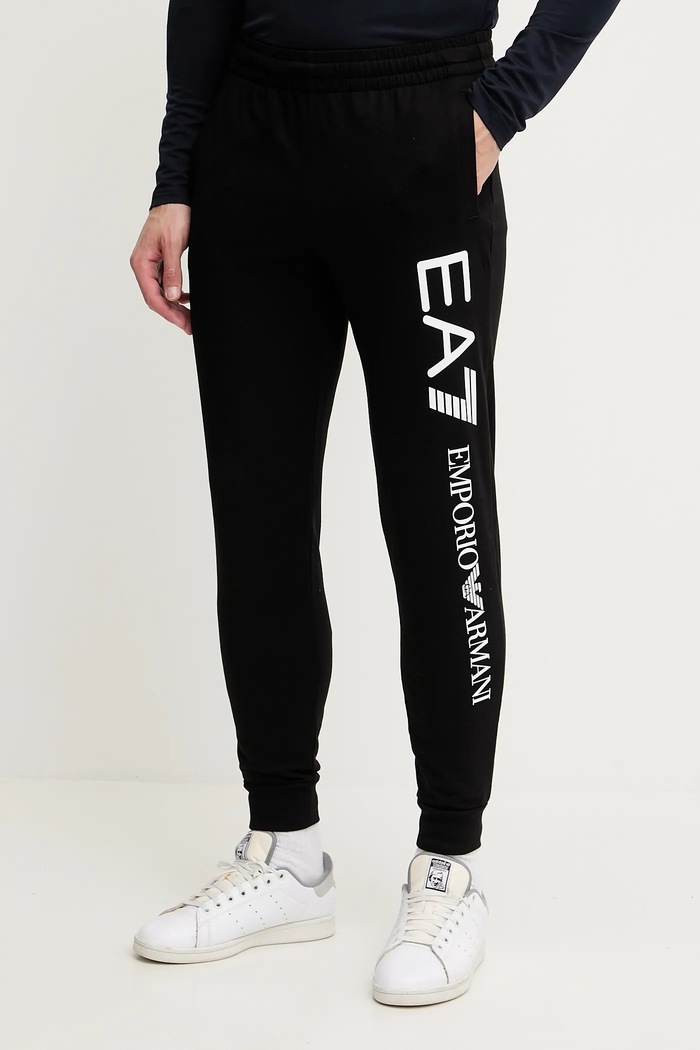 EA7 Emporio Armani spodnie dresowe bawełniane nadruk czarny AF13512.7M000571