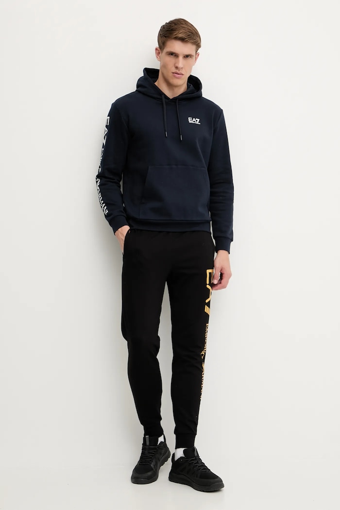 Памучен спортен панталон EA7 Emporio Armani AF13512.7M000571 черен SS26