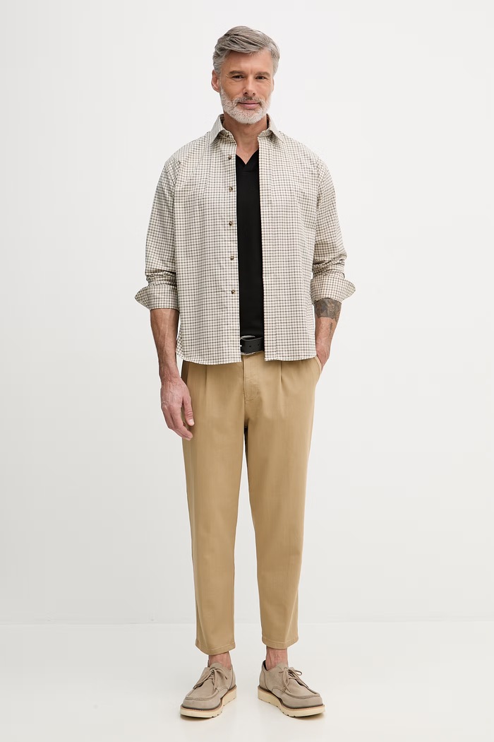United Colors of Benetton chino kalhoty pánské bavlněné s elastanem 4Q60UF05G béžová SS26