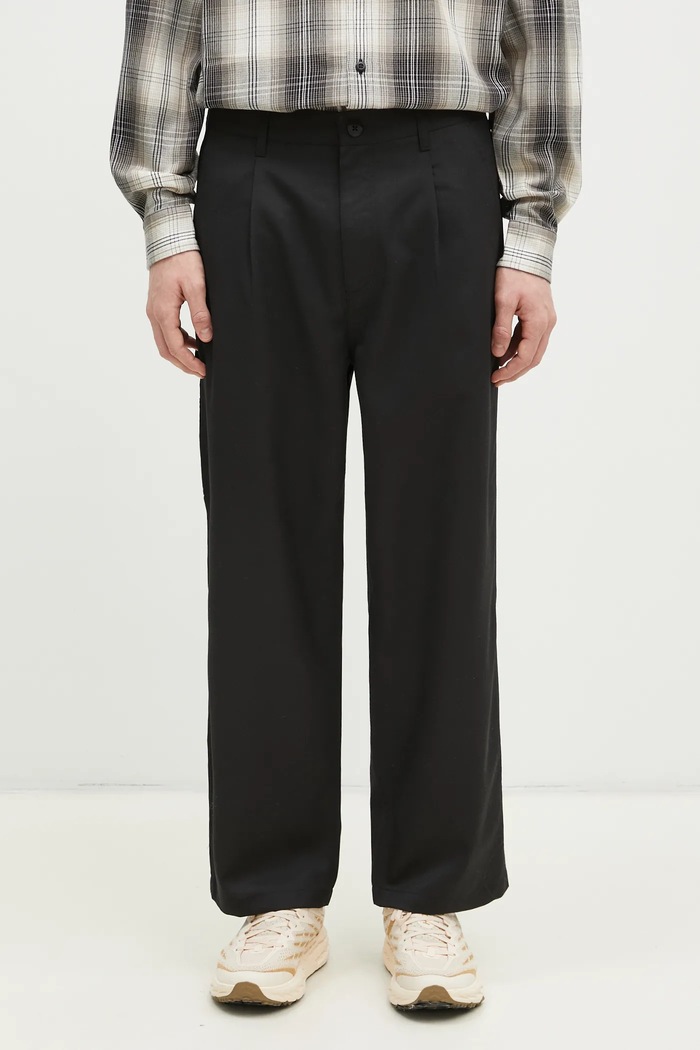 Hlače s primjesom vune Carhartt WIP Seaton Pant s dodatkom vune crna I034438.89XX