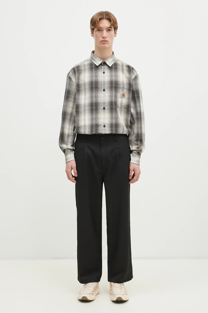 Hlače s primjesom vune Carhartt WIP Seaton Pant I034438.89XX crna