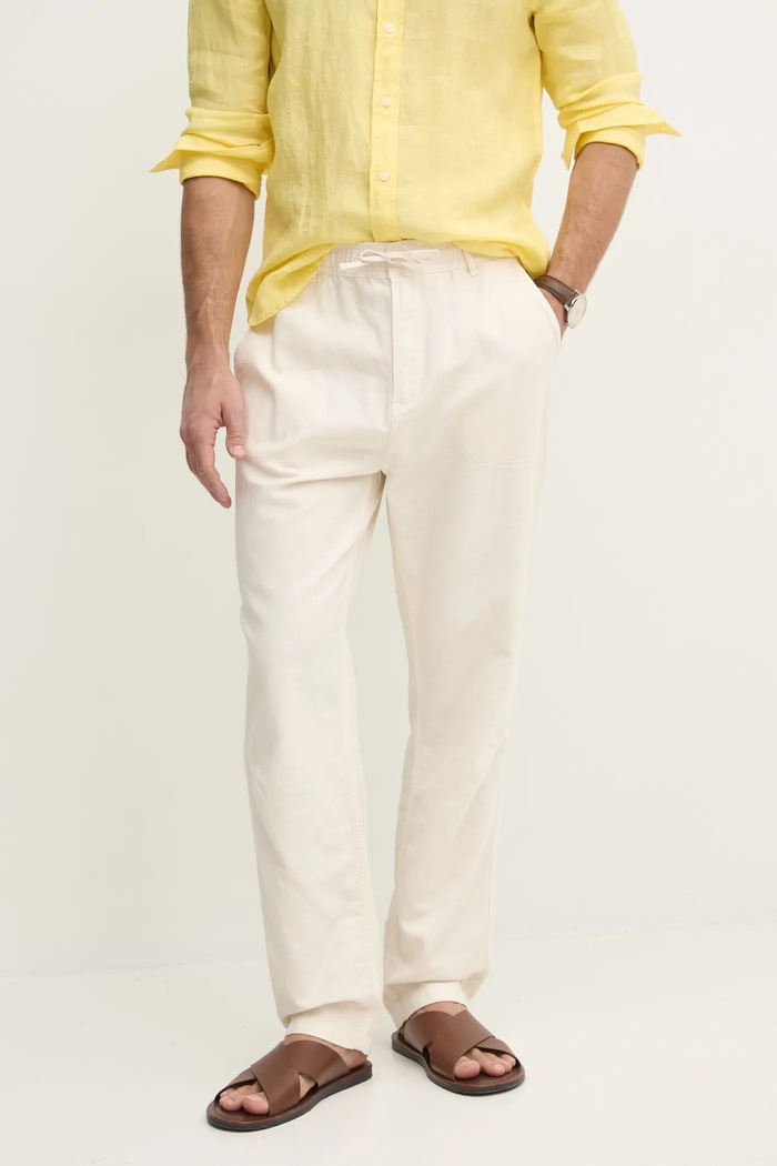 Pepe Jeans pantaloni din amestec de in LINEN PULL ON PANTS chinos bej PM211872