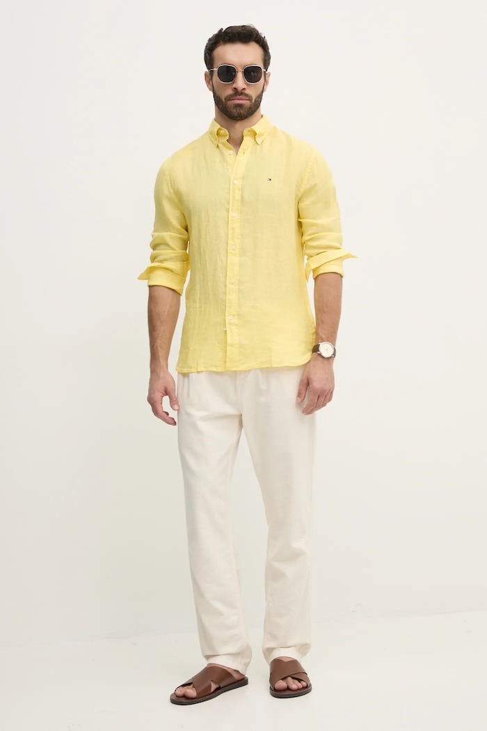 Pepe Jeans pantaloni din amestec de in LINEN PULL ON PANTS PM211872 bej SS25