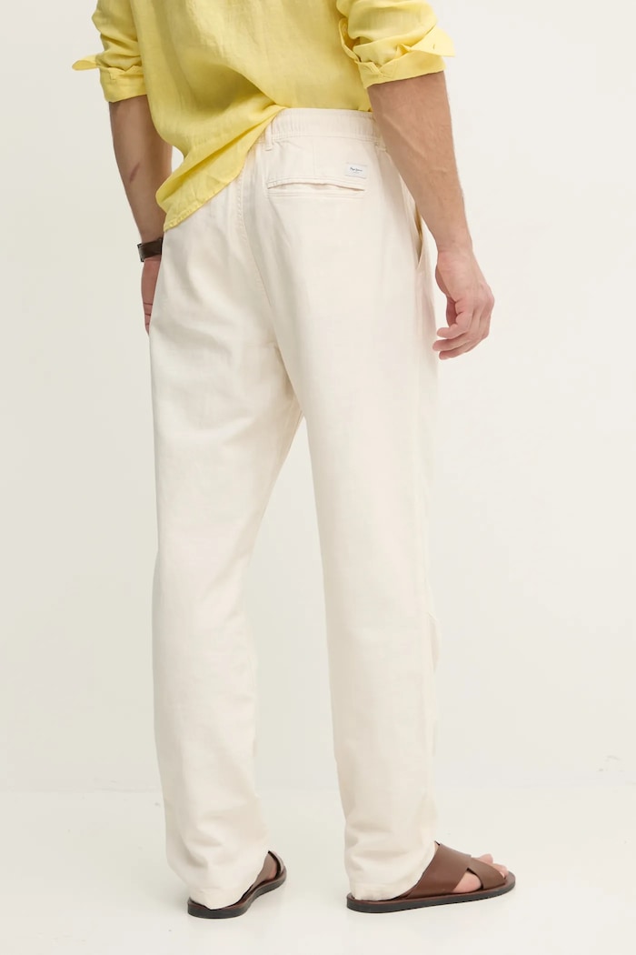 Îmbrăcăminte Pepe Jeans pantaloni din amestec de in LINEN PULL ON PANTS PM211872 bej