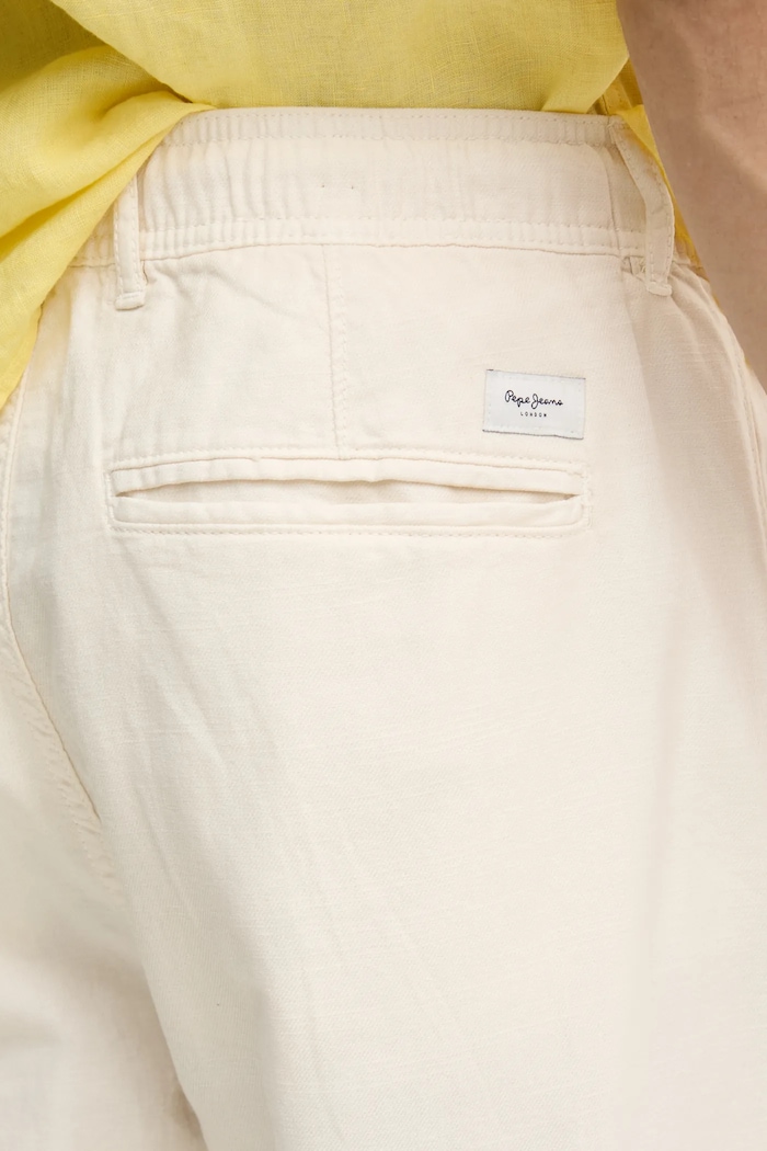 Pepe Jeans pantaloni din amestec de in LINEN PULL ON PANTS bej PM211872