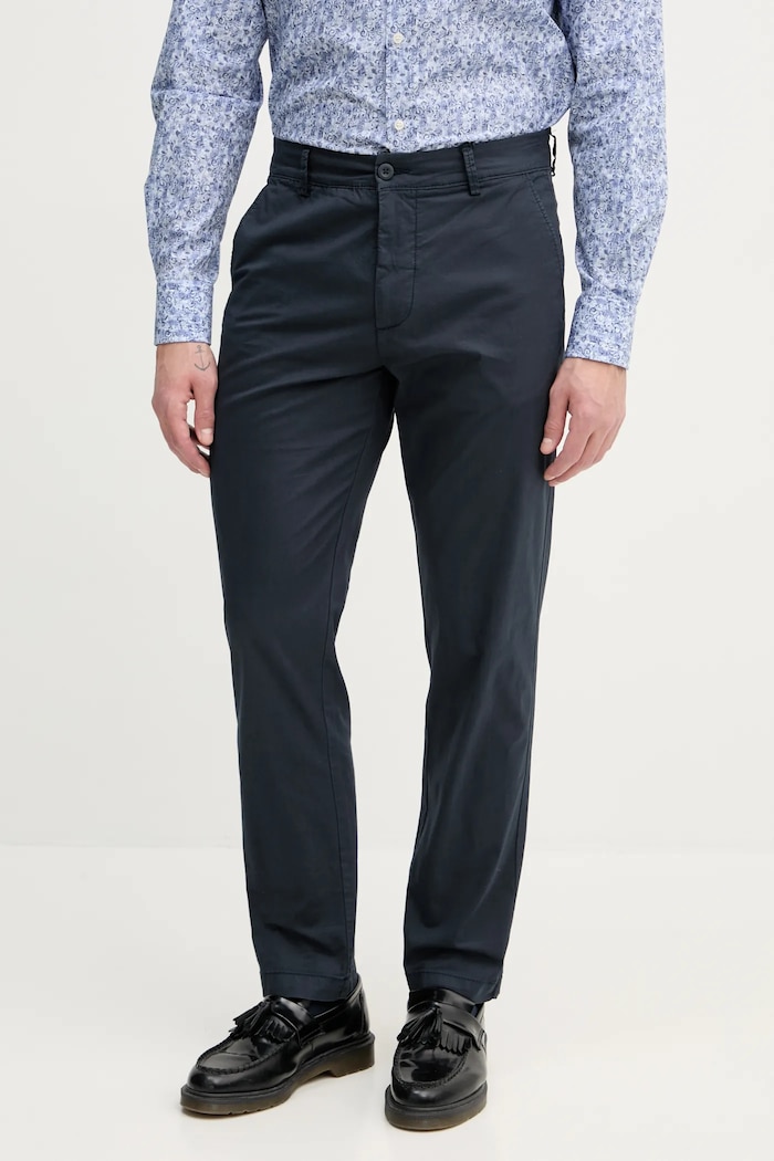 Kalhoty Pepe Jeans SLIM CHINO POPLIN jednoduchý námořnická modř PM211873