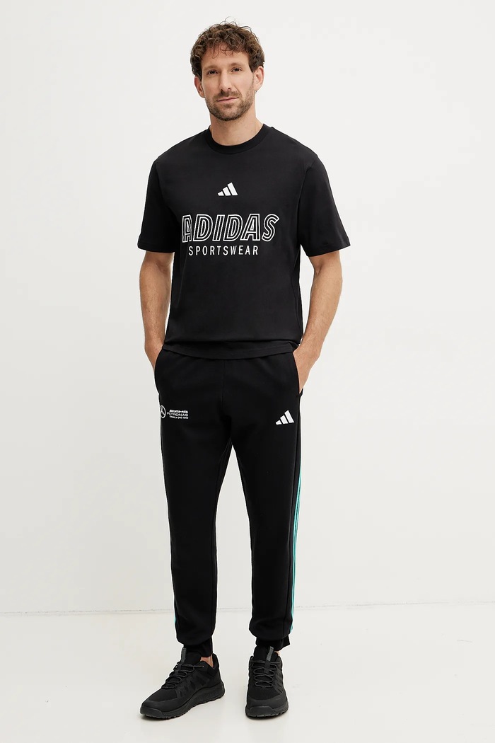 adidas pantaloni de trening din bumbac x Mercedes JV5379 negru SS25