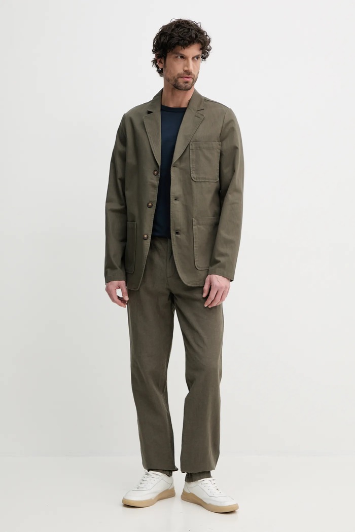 Lněné kalhoty Lindbergh 30.008023.DK.ARMY zelená SS26