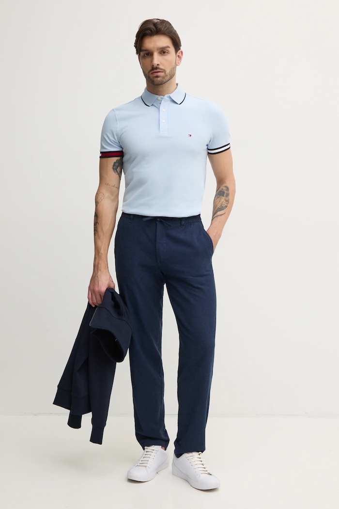 Lněné kalhoty Lindbergh 30.008023.DK.BLUE námořnická modř SS26