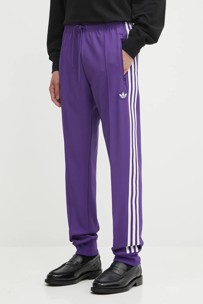 adidas Originals spodnie dresowe REAL ICON TP aplikacja fioletowy JF2579