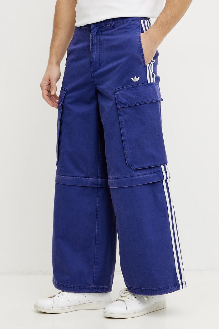 Bavlněné kalhoty adidas Originals CARGO PANTS látka fialová JY6294