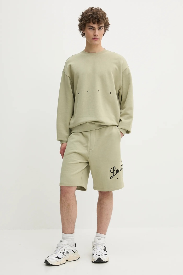 HUGO pamut rövidnadrág 50539002 zöld SS25